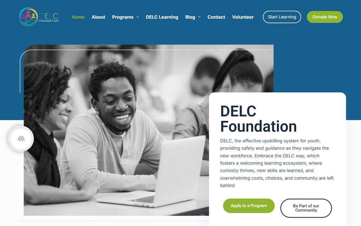 Screenshot of the DELC Foundation website
