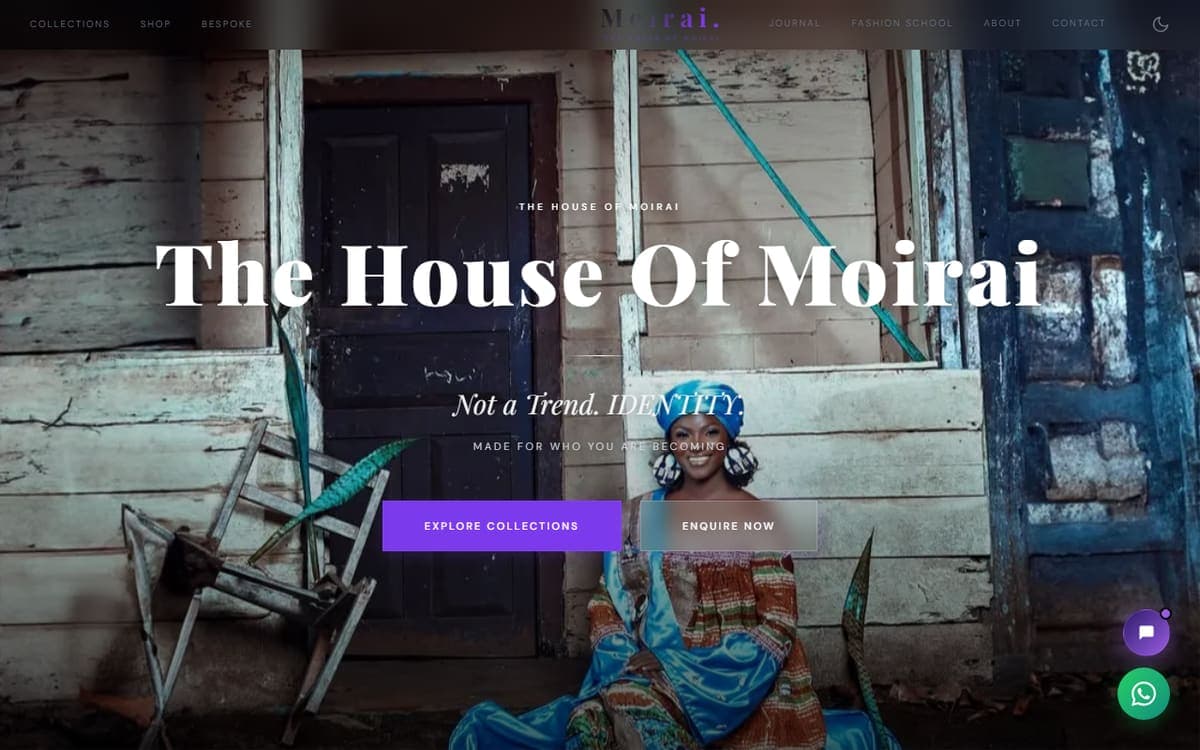 Screenshot of the Moirai website